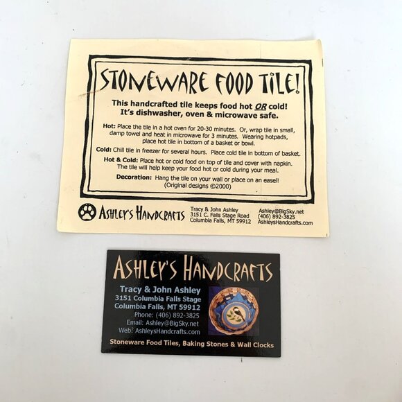 Moose Stoneware Bread Warmer Food Tile w/Basket Hot or Cold Trivet Handcrafted - Picture 8 of 12